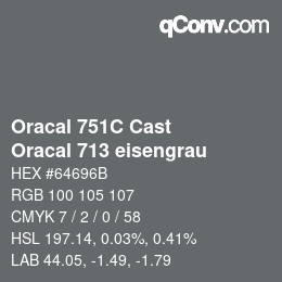 Código de color: Oracal 751C Cast - Oracal 713 eisengrau | qconv.com