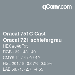 Código de color: Oracal 751C Cast - Oracal 721 schiefergrau | qconv.com