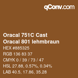 Código de color: Oracal 751C Cast - Oracal 801 lehmbraun | qconv.com