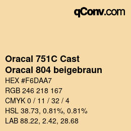 Farbcode: Oracal 751C Cast - Oracal 804 beigebraun | qconv.com