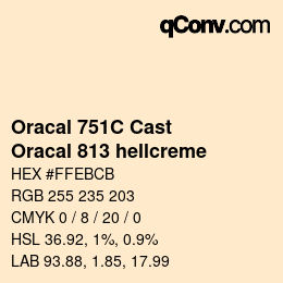 Farbcode: Oracal 751C Cast - Oracal 813 hellcreme | qconv.com