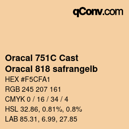 Code couleur: Oracal 751C Cast - Oracal 818 safrangelb | qconv.com