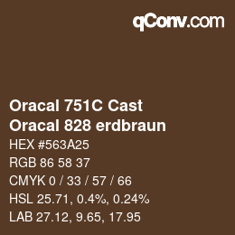 Code couleur: Oracal 751C Cast - Oracal 828 erdbraun | qconv.com