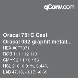 颜色代码: Oracal 751C Cast - Oracal 932 graphit metallic | qconv.com