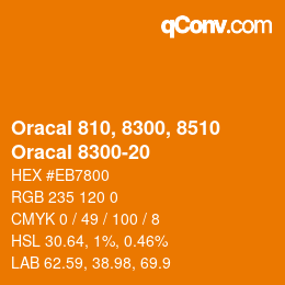 カラーコード: Oracal 810, 8300, 8510 - Oracal 8300-20 | qconv.com