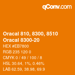 カラーコード: Oracal 810, 8300, 8510 - Oracal 8300-20 | qconv.com