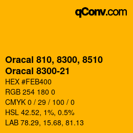 Code couleur: Oracal 810, 8300, 8510 - Oracal 8300-21 | qconv.com
