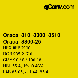 Code couleur: Oracal 810, 8300, 8510 - Oracal 8300-25 | qconv.com