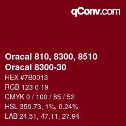 Code couleur: Oracal 810, 8300, 8510 - Oracal 8300-30 | qconv.com