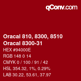 Code couleur: Oracal 810, 8300, 8510 - Oracal 8300-31 | qconv.com