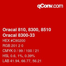 Color code: Oracal 810, 8300, 8510 - Oracal 8300-33 | qconv.com