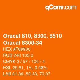 カラーコード: Oracal 810, 8300, 8510 - Oracal 8300-34 | qconv.com