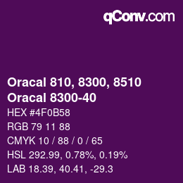 カラーコード: Oracal 810, 8300, 8510 - Oracal 8300-40 | qconv.com