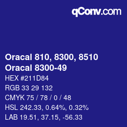 カラーコード: Oracal 810, 8300, 8510 - Oracal 8300-49 | qconv.com