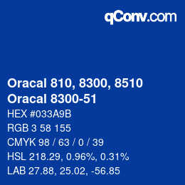 カラーコード: Oracal 810, 8300, 8510 - Oracal 8300-51 | qconv.com