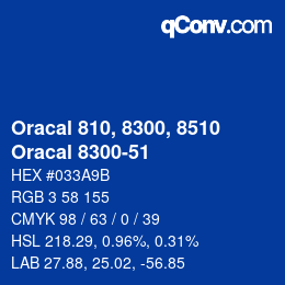 カラーコード: Oracal 810, 8300, 8510 - Oracal 8300-51 | qconv.com