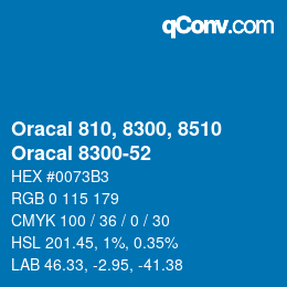 Color code: Oracal 810, 8300, 8510 - Oracal 8300-52 | qconv.com