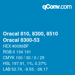 Code couleur: Oracal 810, 8300, 8510 - Oracal 8300-53 | qconv.com