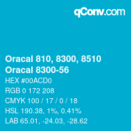 Code couleur: Oracal 810, 8300, 8510 - Oracal 8300-56 | qconv.com