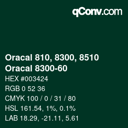 Farbcode: Oracal 810, 8300, 8510 - Oracal 8300-60 | qconv.com