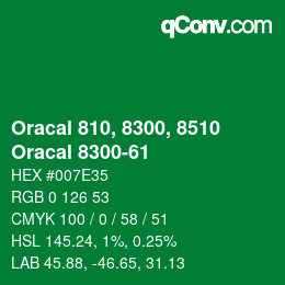 Code couleur: Oracal 810, 8300, 8510 - Oracal 8300-61 | qconv.com