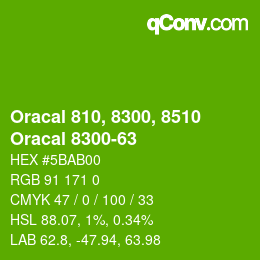 Color code: Oracal 810, 8300, 8510 - Oracal 8300-63 | qconv.com