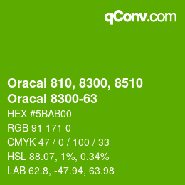 Code couleur: Oracal 810, 8300, 8510 - Oracal 8300-63 | qconv.com