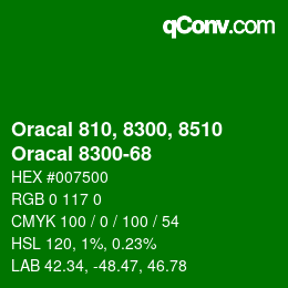 カラーコード: Oracal 810, 8300, 8510 - Oracal 8300-68 | qconv.com