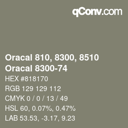 Code couleur: Oracal 810, 8300, 8510 - Oracal 8300-74 | qconv.com