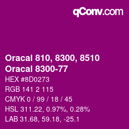 Code couleur: Oracal 810, 8300, 8510 - Oracal 8300-77 | qconv.com