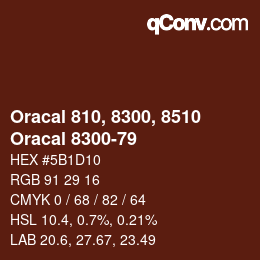 Code couleur: Oracal 810, 8300, 8510 - Oracal 8300-79 | qconv.com