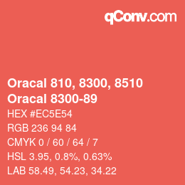 カラーコード: Oracal 810, 8300, 8510 - Oracal 8300-89 | qconv.com