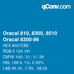 Code couleur: Oracal 810, 8300, 8510 - Oracal 8300-96 | qconv.com