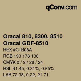 Code couleur: Oracal 810, 8300, 8510 - Oracal GDF-8510 | qconv.com