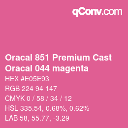 Code couleur: Oracal 851 Premium Cast - Oracal 044 magenta | qconv.com