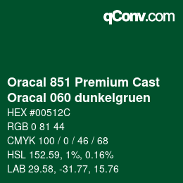 Farbcode: Oracal 851 Premium Cast - Oracal 060 dunkelgruen | qconv.com