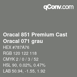 Farbcode: Oracal 851 Premium Cast - Oracal 071 grau | qconv.com