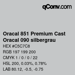 カラーコード: Oracal 851 Premium Cast - Oracal 090 silbergrau | qconv.com