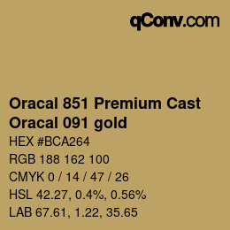 カラーコード: Oracal 851 Premium Cast - Oracal 091 gold | qconv.com