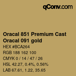 カラーコード: Oracal 851 Premium Cast - Oracal 091 gold | qconv.com