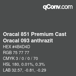 カラーコード: Oracal 851 Premium Cast - Oracal 093 anthrazit | qconv.com