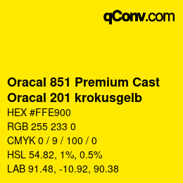 カラーコード: Oracal 851 Premium Cast - Oracal 201 krokusgelb | qconv.com