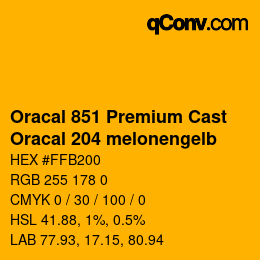 Code couleur: Oracal 851 Premium Cast - Oracal 204 melonengelb | qconv.com