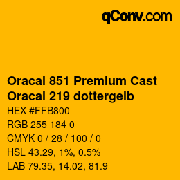 カラーコード: Oracal 851 Premium Cast - Oracal 219 dottergelb | qconv.com