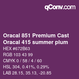 Code couleur: Oracal 851 Premium Cast - Oracal 415 summer plum | qconv.com