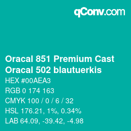 カラーコード: Oracal 851 Premium Cast - Oracal 502 blautuerkis | qconv.com