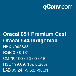 Code couleur: Oracal 851 Premium Cast - Oracal 544 indigoblau | qconv.com