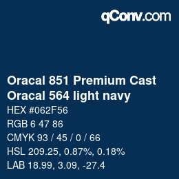 カラーコード: Oracal 851 Premium Cast - Oracal 564 light navy | qconv.com