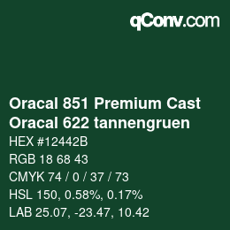 Code couleur: Oracal 851 Premium Cast - Oracal 622 tannengruen | qconv.com