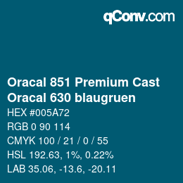 Farbcode: Oracal 851 Premium Cast - Oracal 630 blaugruen | qconv.com